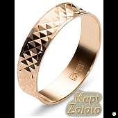 Обручальное колцо из золота с алмазной гранью