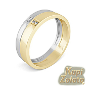 Обручальное кольцо из комбинированного золота с фианитами