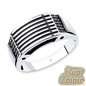 Мужское кольцо из серебра с чеными фианитами
