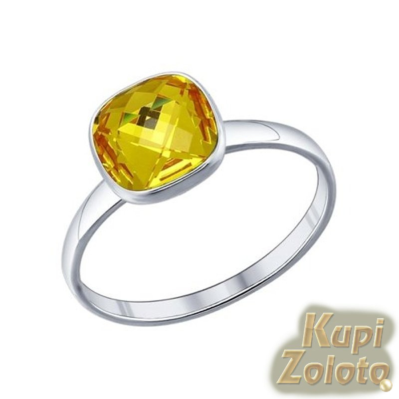 Серебряное кольцо с желтым кристаллом Сваровски