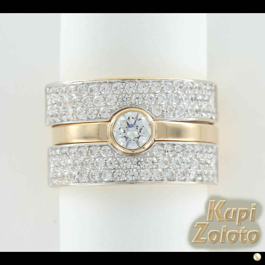 Золотое кольцо с кристаллами Сваровски