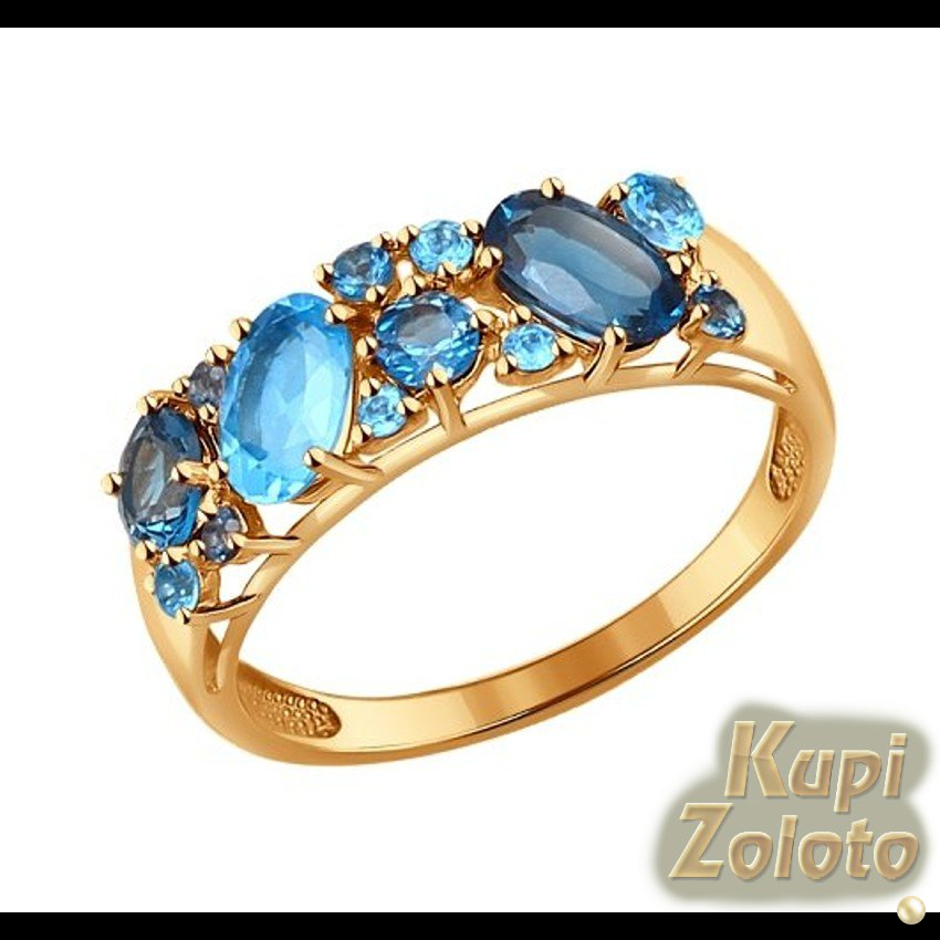 Кольцо из золота с синими топазами