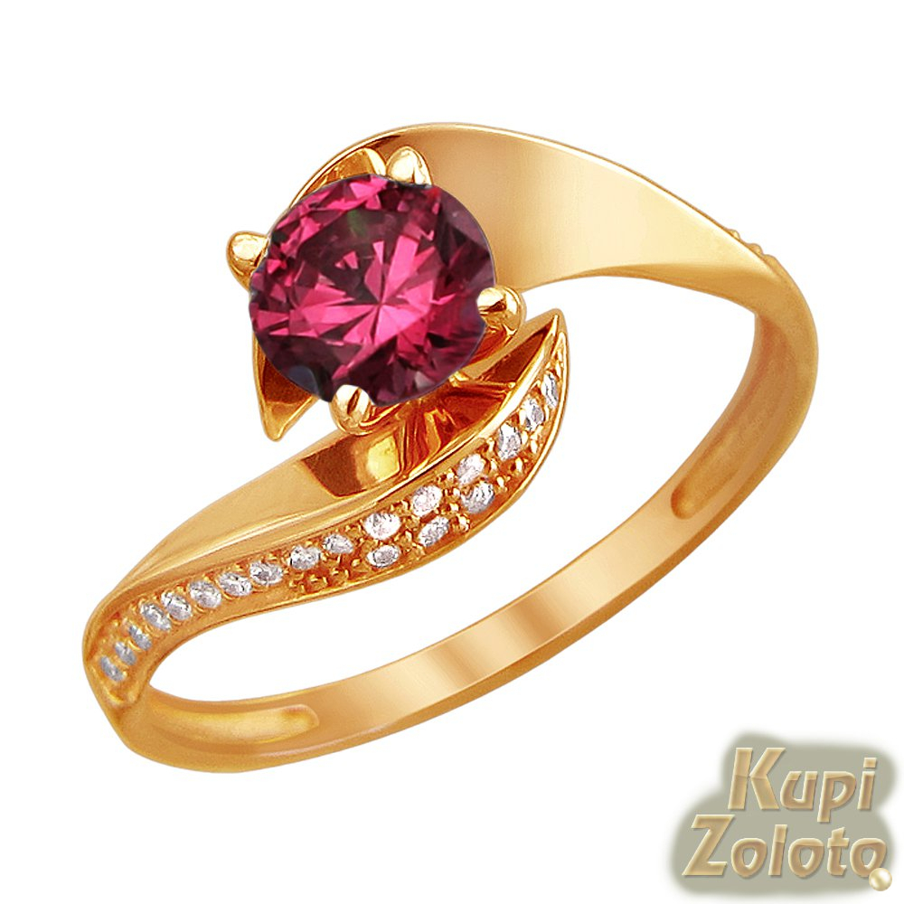 Кольцо из золота с розовым фианитом