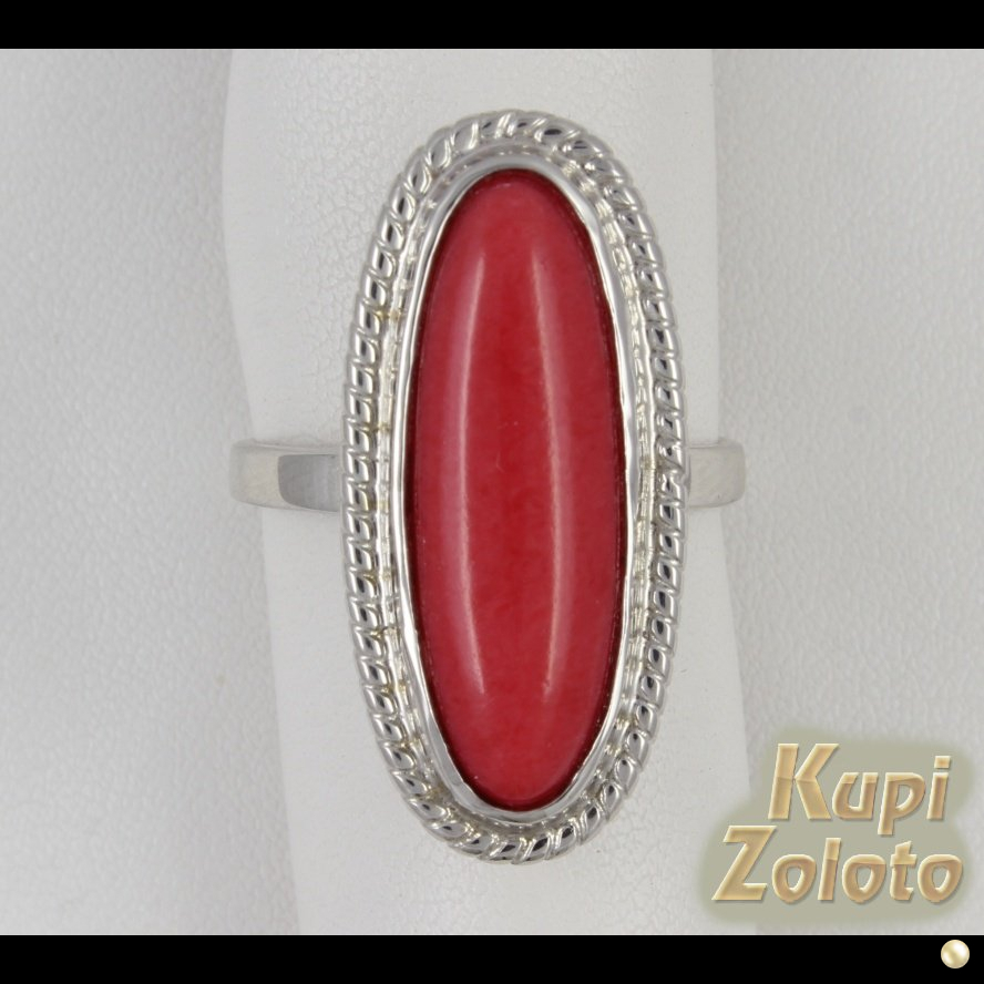 Кольцо из серебра с красным кораллом