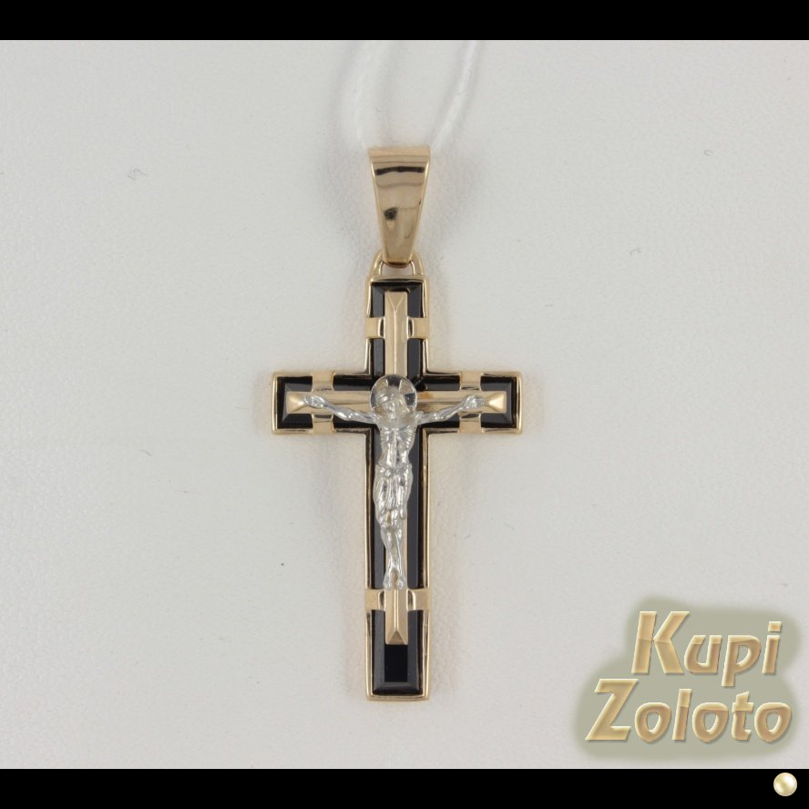 Крест из золота с черным ониксом
