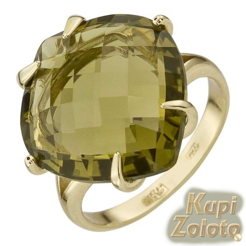 Золотое кольцо с крупным оливином