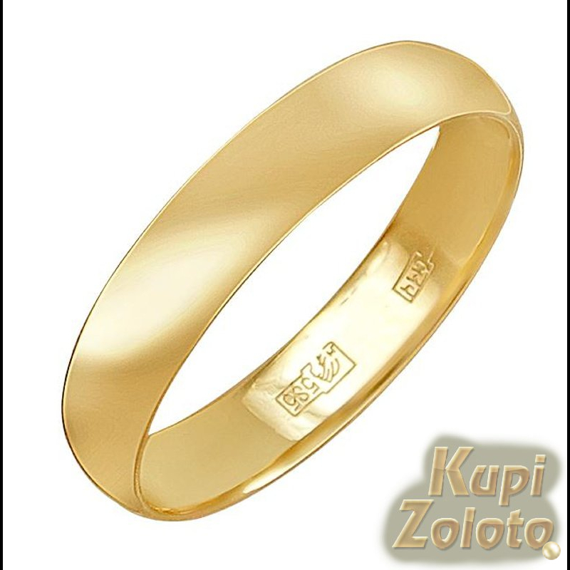 Обручальное кольцо из желтого золота 3.8 мм