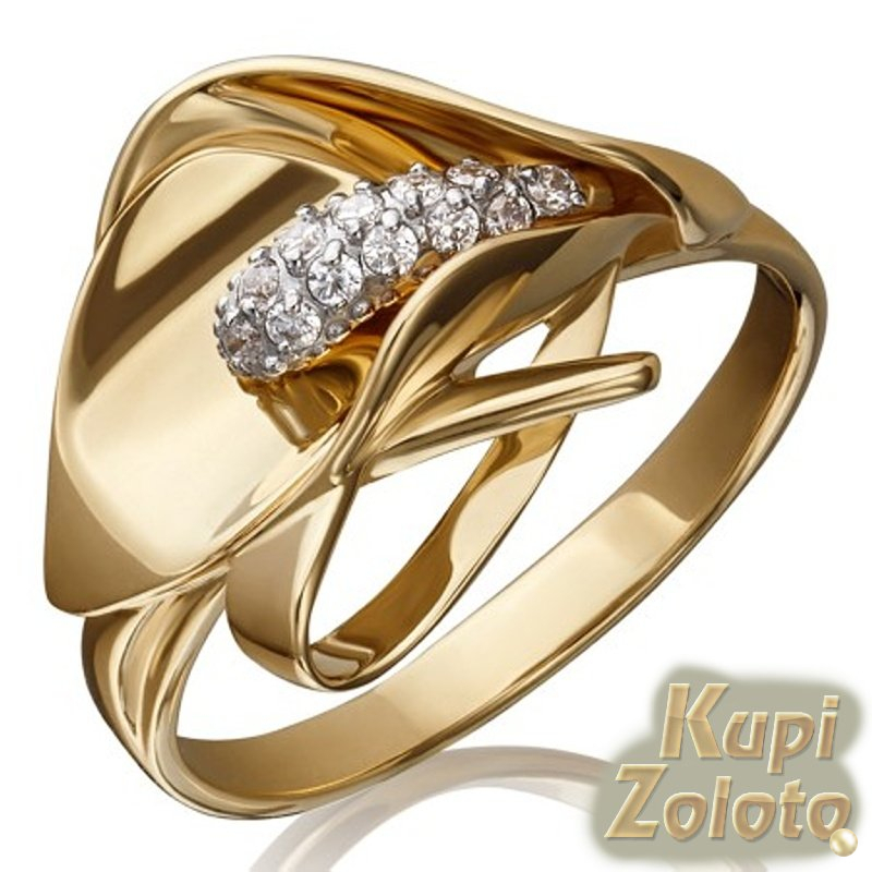 Золотое кольцо с фианитами "Калла"