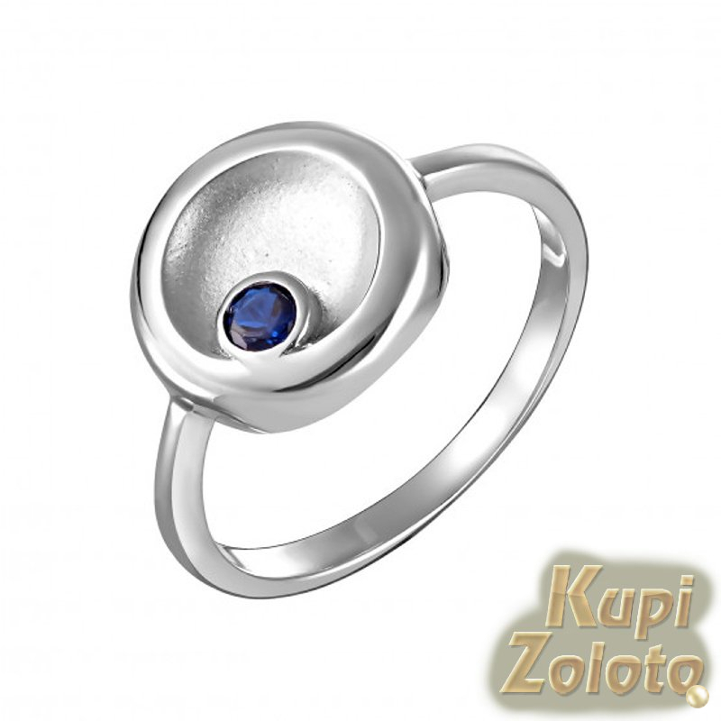 Серебряное кольцо с синим фианитом