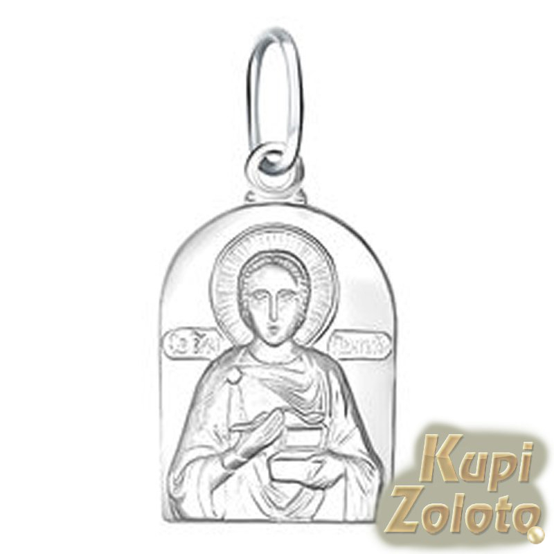Серебряная икона "Св. целитель Пантелеймон"