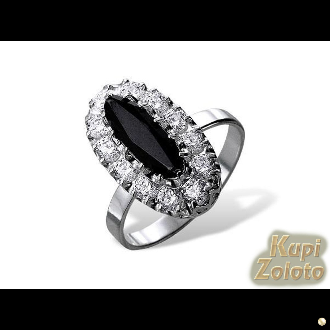 Серебряное кольцо с черно-белыми фианитами