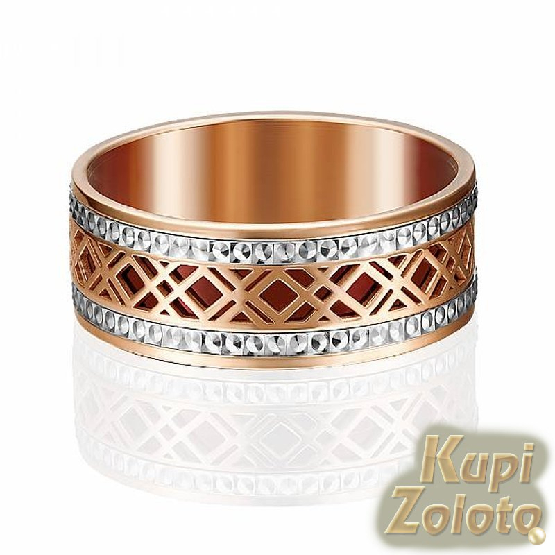 Плетеное обручальное кольцо из комбинированного золота