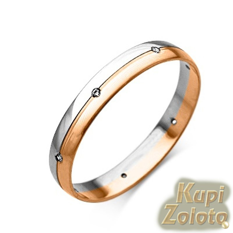 Обручальное кольцо из комбинированного золота c бриллиантами