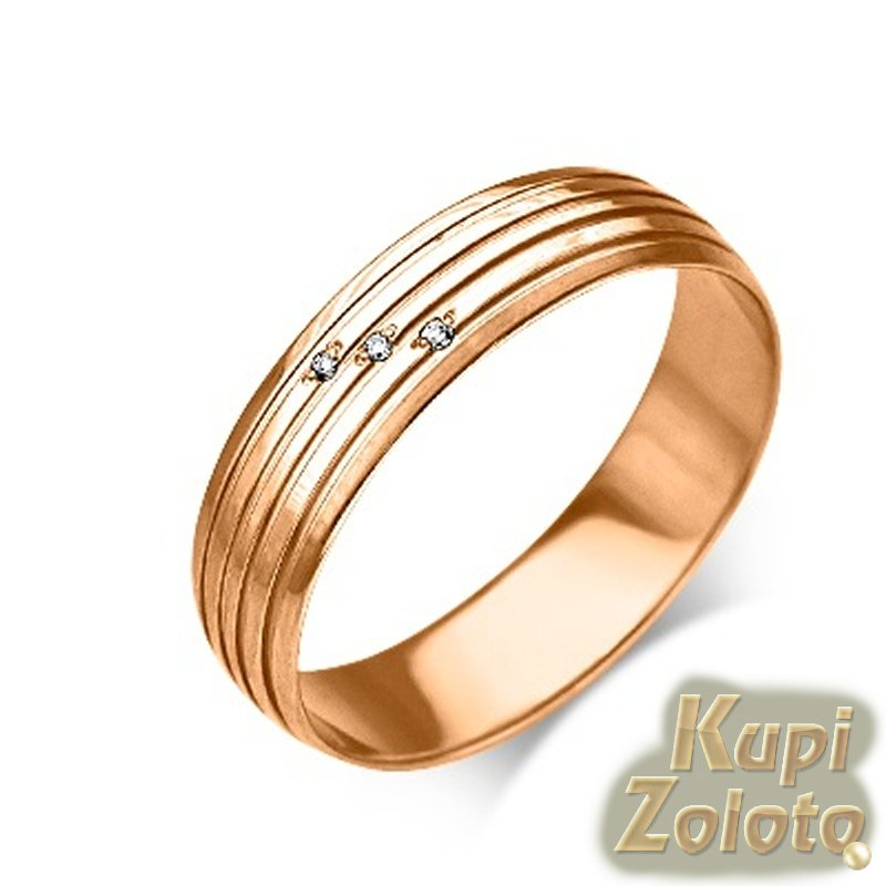 Обручальное кольцо из красного золота c бриллиантами